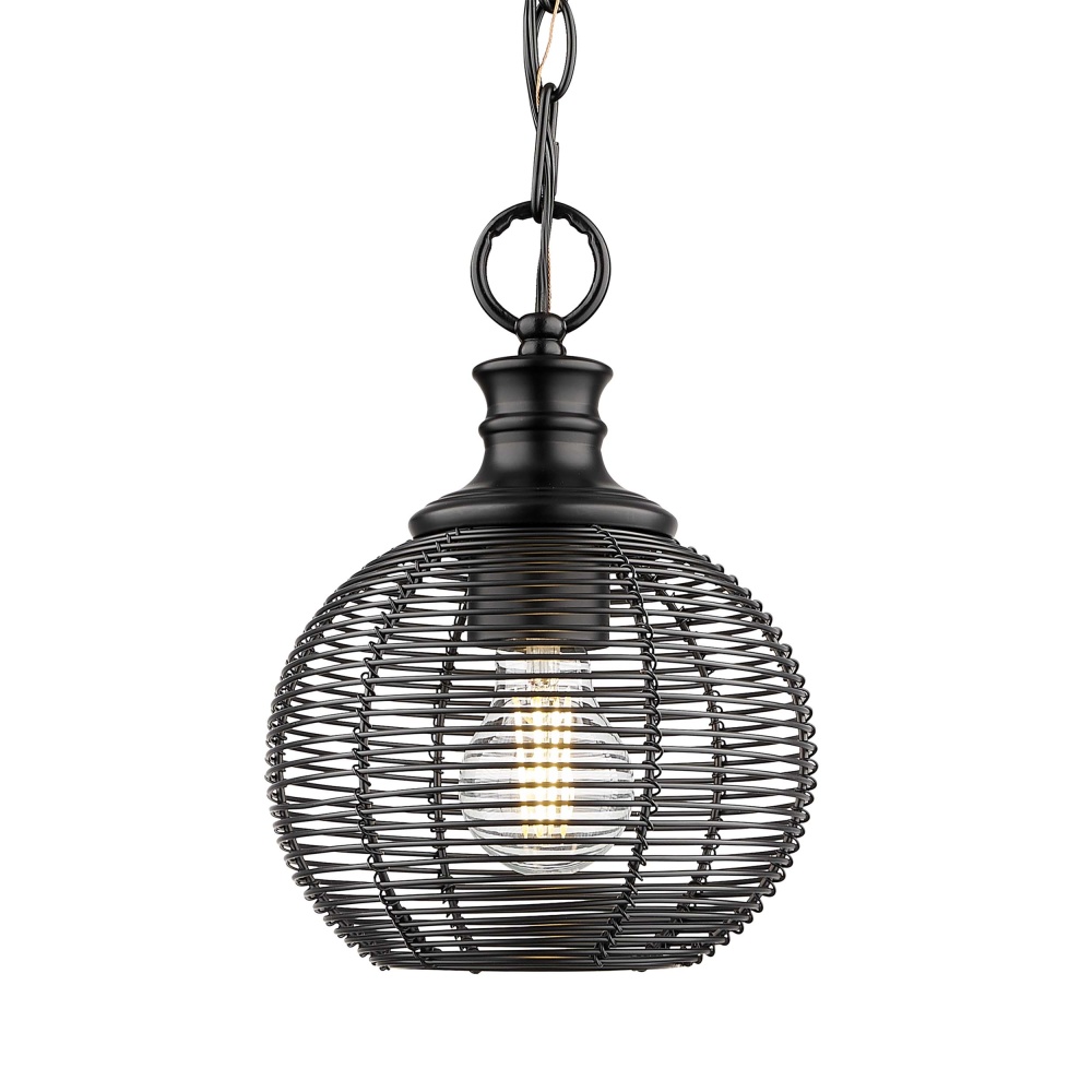 Golden Lighting Calypso 1-light 8in Pendant in Matte Black